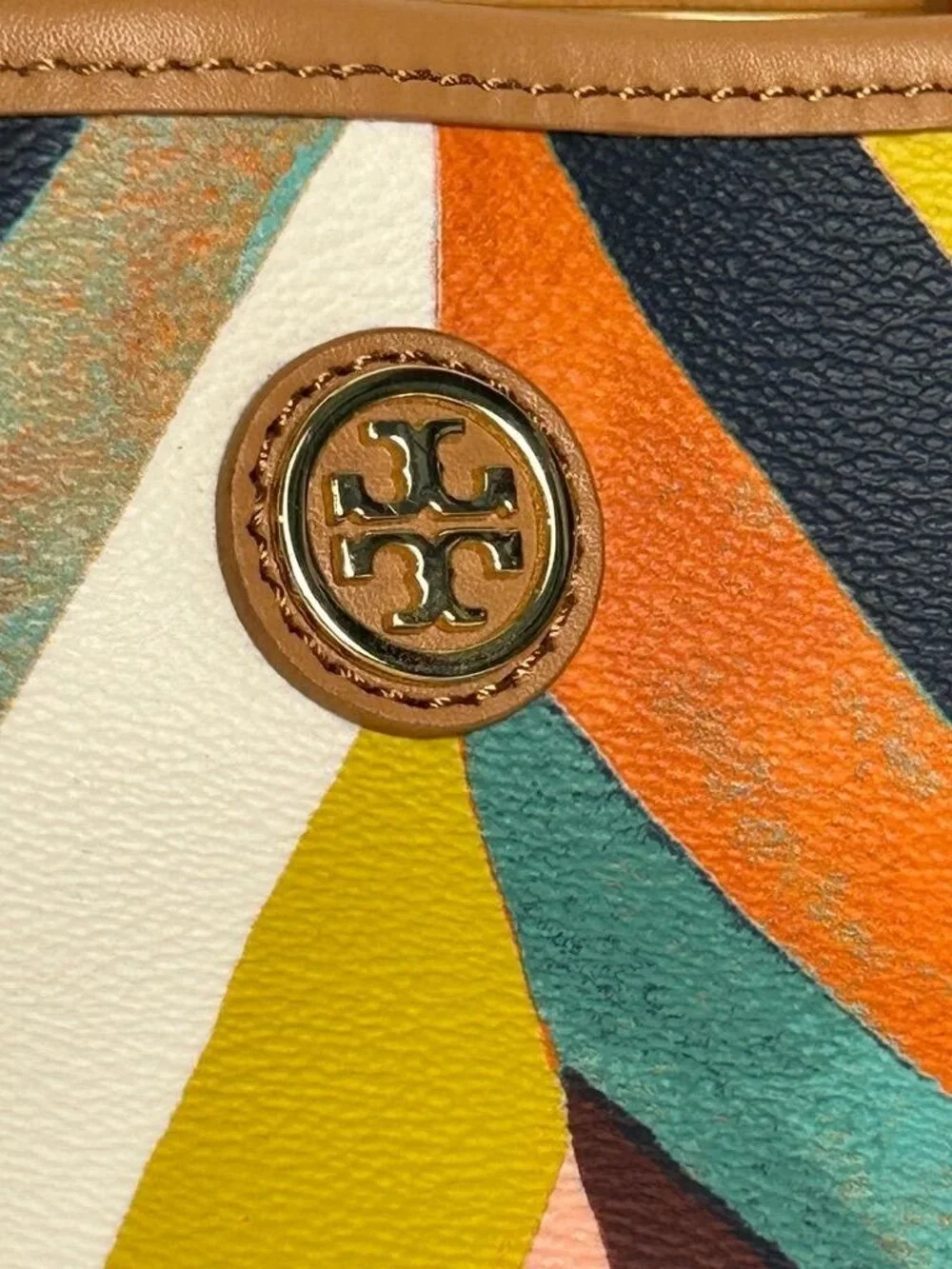 Tory Burch Kerrington Square Striped Large Tote in Diamond Combo